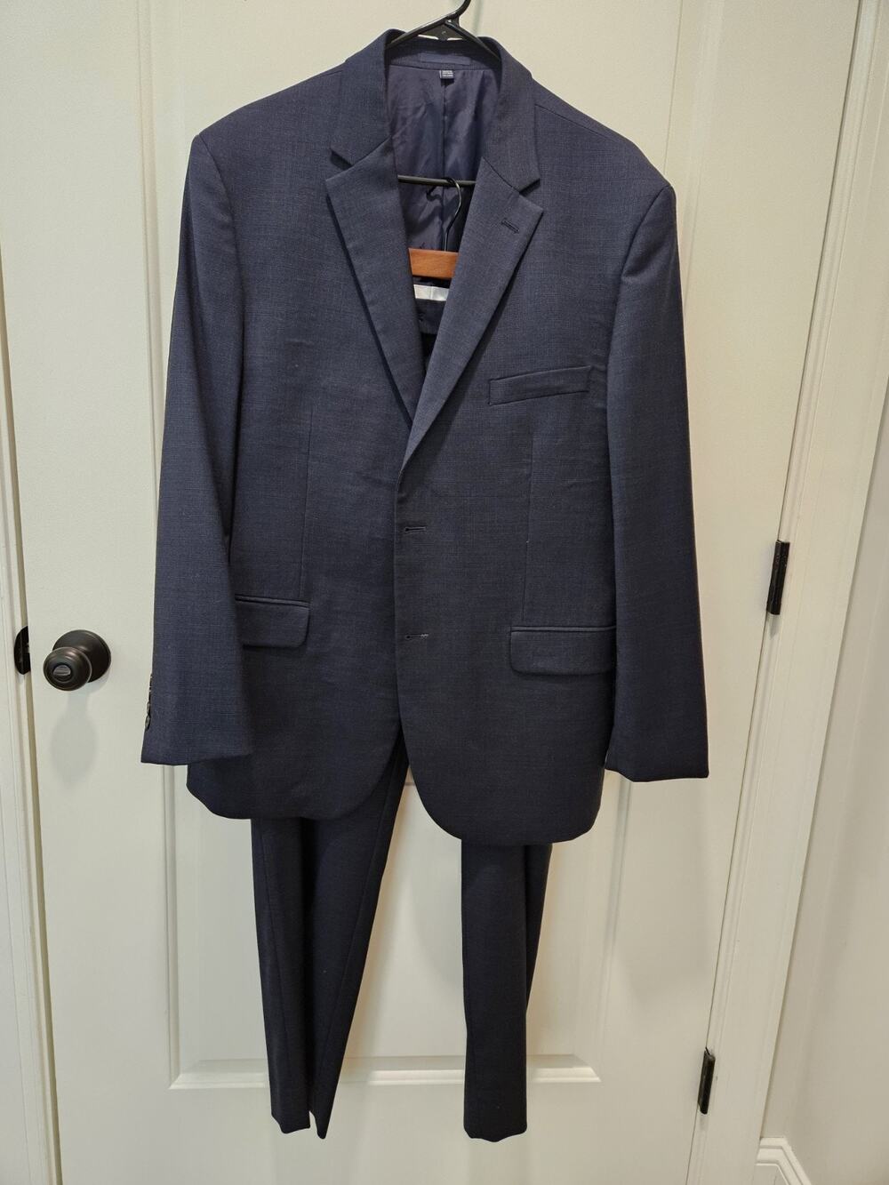 Joseph A Bank Men's 1905 Blue Gray 2-Piece Wool Suit 44R 37 x 30.5 Jacket Pants